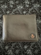 Original Penguin by Munsingwear Men's Bi-Fold Leather Wallet Brown