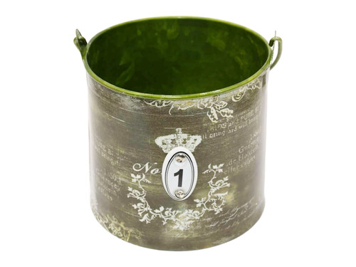Green metal planter plant tub - planter,
