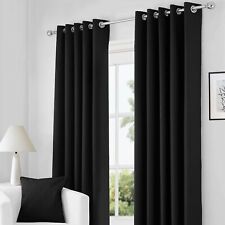 Eyelet Ring Top Thermal Blackout Curtains Pair Ready made with 2 FREE  Tie Back