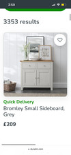 Grey and oak dunelm bromley sideboard. Used.H 80cm x W 90cm x D 33cm 