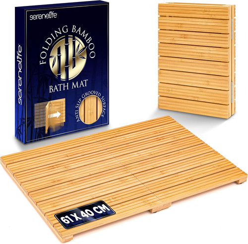 Bamboo shower bath mat - shower,