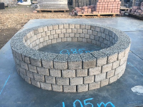 Round gray fire pit - , granite