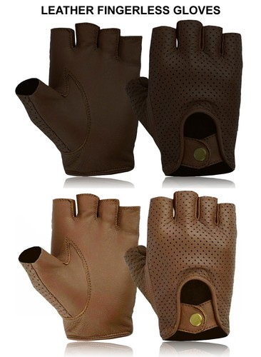 Real leather fingerless gloves - real,