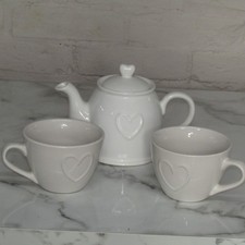 Large Heart Coffee Tea Cups Over Sized Mug Pair With Heart Tea Pot