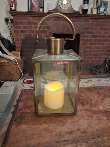 Vintage brushed brass lantern - vintage,