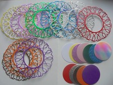 12 X DIE CUT FANCY CIRCLES    ASSORTED COLOURED  CARD