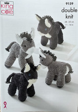 KING COLE  KNITTING LEAFLET 9159.  DONKEYS. TOYS. 14 & 11 INCHES TALL.  D/K.
