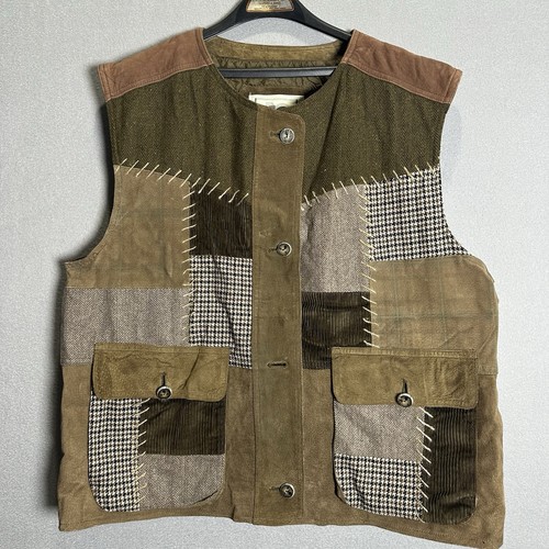 Vintage suede patchwork vest - patchwork,