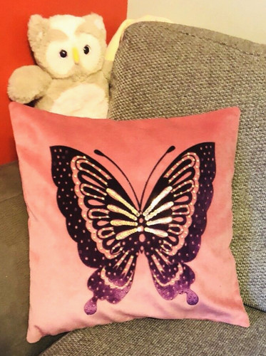 Pink purple butterfly velvet - &,