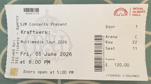 Kraftwerk concert ticket - concert, stub