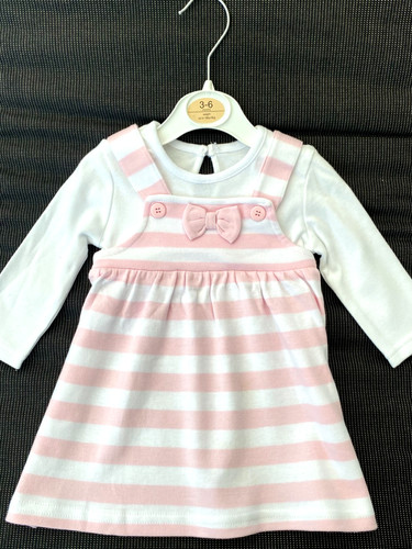 Pink white baby girls dress - &,