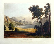 DERWENT WATER  KESWICK  LAKE DISTRICT CUMBRIA c1821  AQUATINT BY T.H. FIELDING