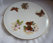 Royal Worcester Cake Plate Stand 28cm Red Admiral Painted Lady Butterflies