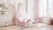Child's Toddler Princess Carriage Bed Frame with Storage, Pink / White, 70 x 140