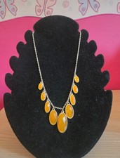 Silver Tone Ladies Orange Statement Necklace