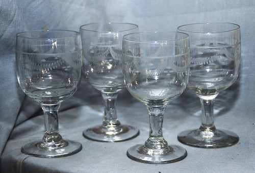 Four antique wine glasses - four,