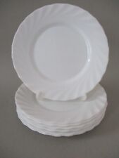 A Set of 8 White Toughened Glass Pyrex Side Plates 7 ¾” ~ Wavy Edges