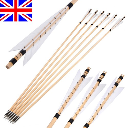 12x wooden arrows feather - 12x,