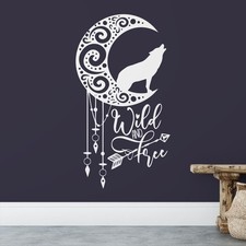 Moon Dream Catcher With Wolf