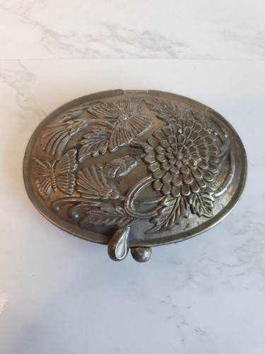 Vtg pewter compact mirror - vtg,