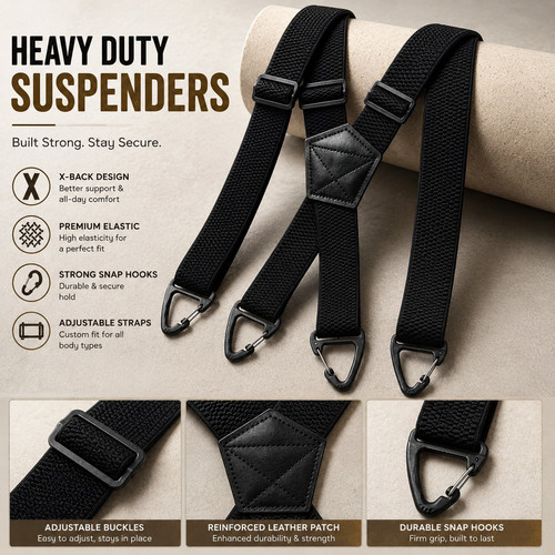 Heavy duty elastic suspenders - elastic,
