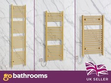 Gold Electric Straight Heated Towel Warmer Ladder Bathroom Radiator | 3 Sizes