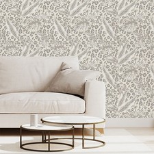 Beige Grey Tropical Wallpaper