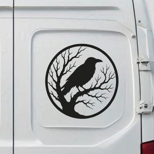 Gothic raven decal - decal, crow