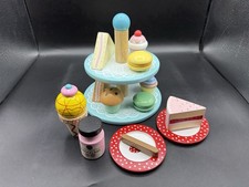 Bigjigs Wooden Afternoon Tea Cake Stand Role Play Kitchen / Cafe Food Playset