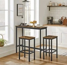 VASAGLE Table Set 1 Bar Table and 2 Stools Breakfast Bar Table Bar Stools