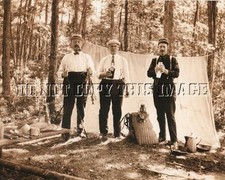 ANTIQUE REPRINT 8 x 10 CIRCA. 1900 TROUT FISHING CAMPERS PHOTOGRAPH