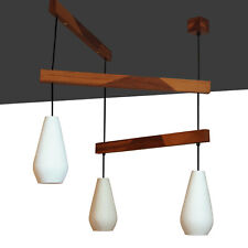 Vintage mid-century modern 1960s large Scandinavian wooden pendant ceiling lamp