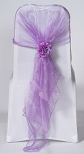 100 Mauve Lavender Organza Chair Cover Hood Wrap Sash Bow Tie