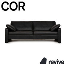 Cor Conseta Leather Two-Seater Black Sofa Couch