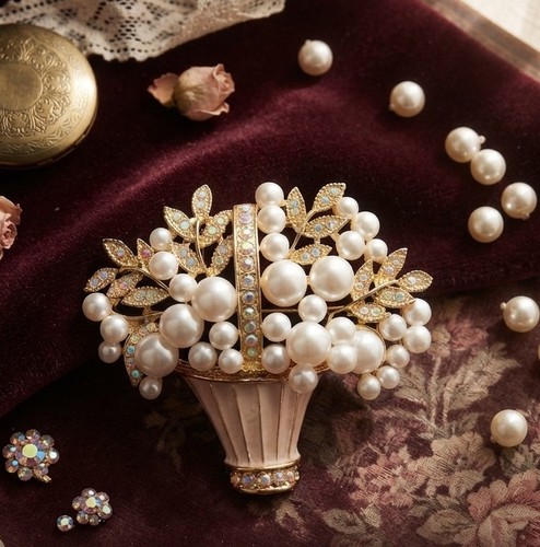 Gold tone basket - basket, bouquet