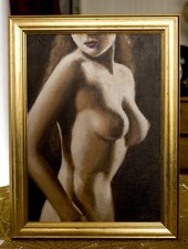 Nude Study, female original oil painting  by John Silver B.A. and certificate