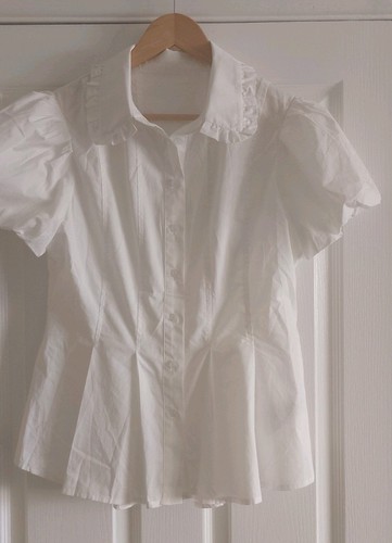 White blouse puff sleeves - white,