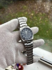 Vintage Seiko 5 Black “railway Time” Dial Day/Date Automatic 7009 Watch Working