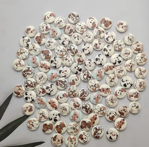 Wooden dog buttons - wooden,