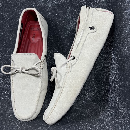 Tod for ferrari white suede - white,