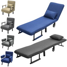 Modern Linen Futon Armchair Home Office Recliner Lounger Sleeper Sofa Chair Bed