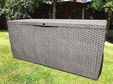 Plastic Garden Storage Box Waterproof Rattan Cushion Chest Deck Patio Outdoor 