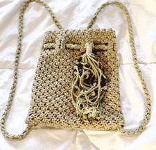 Vintage Abercrombie and Fitch Woven Tassled Drawstring Backpack/Purse