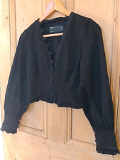 ASOS Size S Cropped Military Style Fitted Black Denim Jacket Gothic Victorian