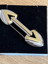 Vintage Monet Arrow Brooch Silver Gold Tone Costume Jewellery Signed 