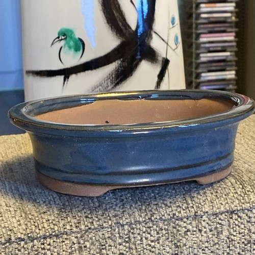 Bonsai pot glazed footed - glazed,