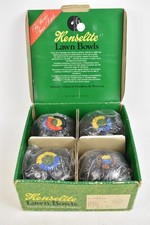 Pre-Loved Henselite Black Lawn Bowls Size 4 Heavy Classic Deluxe Boxed A60-4C