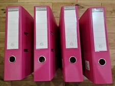4 x Exacompta 70mm PVC A4 Lever Arch File Folders  Raspberry Pink Back To School