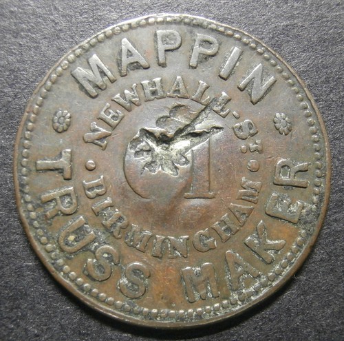 Farthing token 19thc mappin - 19thc,