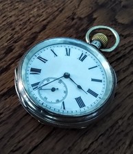 Vintage Swiss A.E.G 935 Silver Open Faced Pocket Watch, Good Working Order